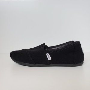 Toms | Size 5 | Drizzle Wool/Faux Fur Classic Slip-On Shoes | Black